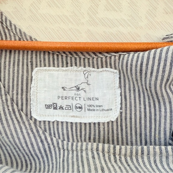 Not Perfect Linen Elegant Gray Sleeveless Linen Belted Dress Pockets Size S/M - Picture 3 of 6